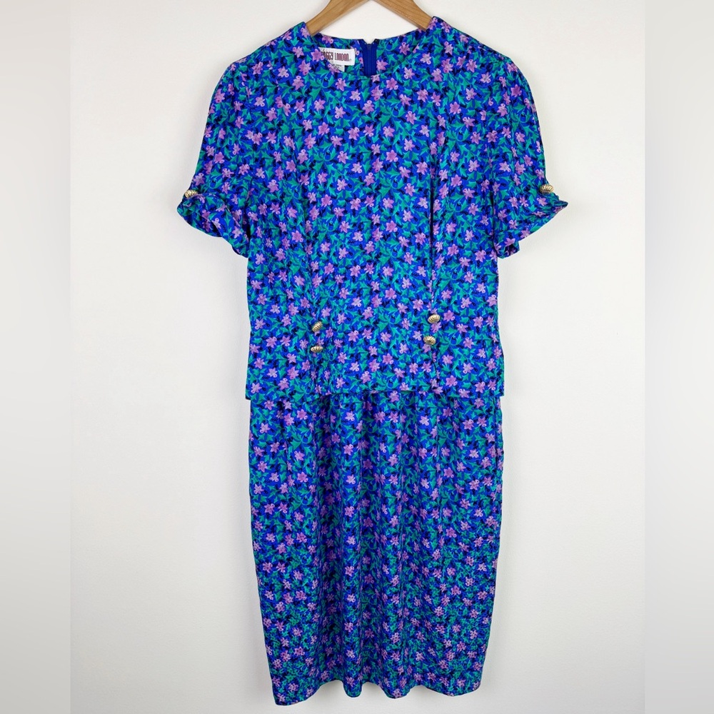Maggy London Vintage Jacquard Floral Silk Dress